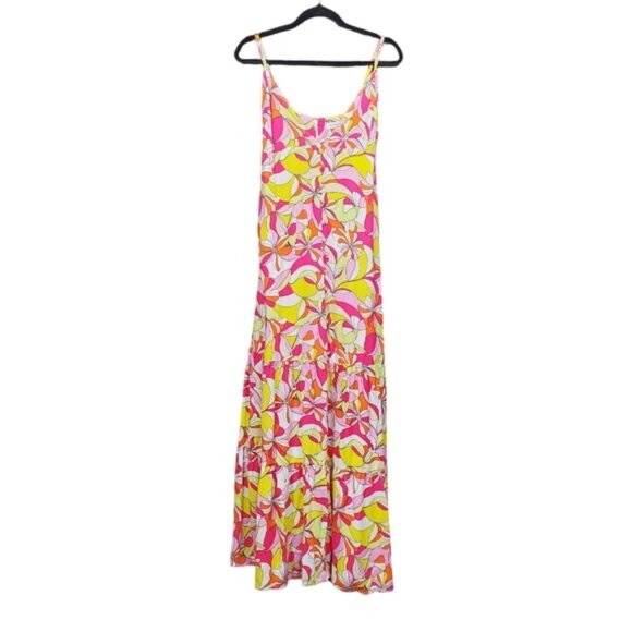JustFab Womens Multicolor Fuchsia Floral Print Tiered Maxi Dress Size XXL NWT - Picture 6 of 8